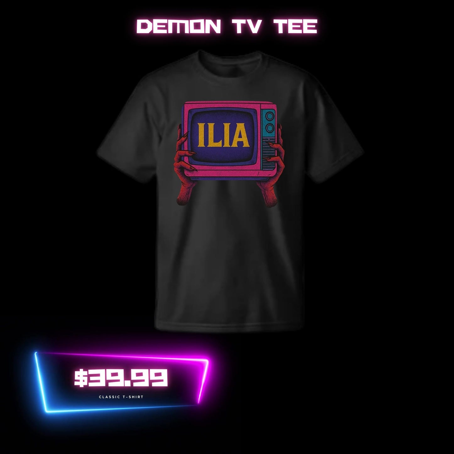 ILIA Demon TV Tee – Retro Horror Graphic Shirt